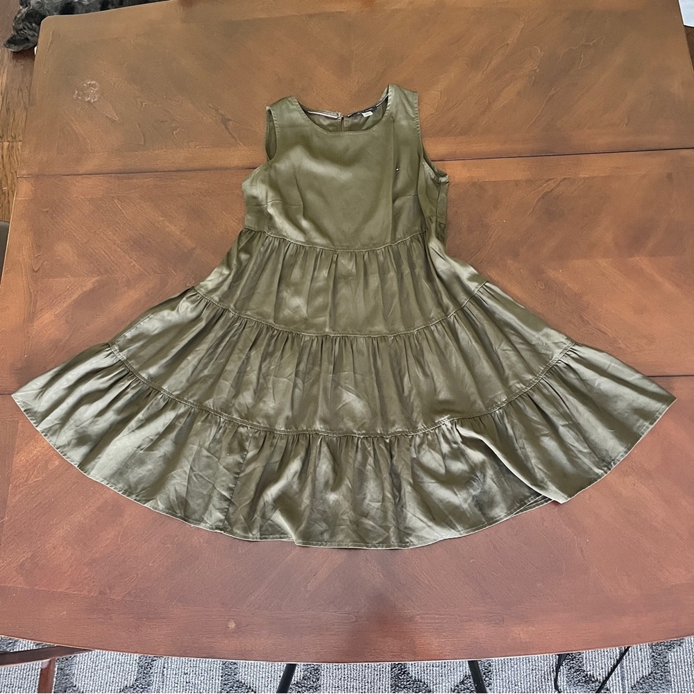 Army Green Tommy Hilfiger Tiered Dress
